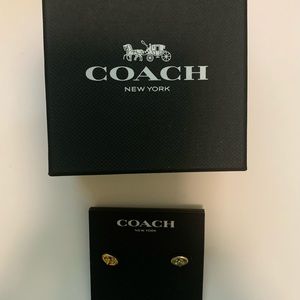 Coach gold turn lock stud earrings BNWB